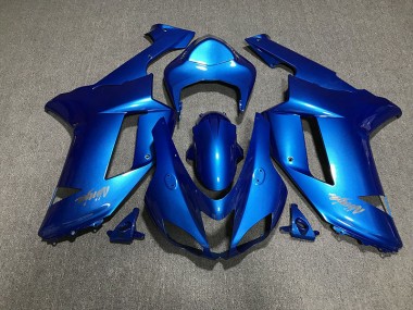 Logos In Glänzendem Blau & Chrom 2007-2008 Kawasaki ZX6R Motorrad Verkleidung