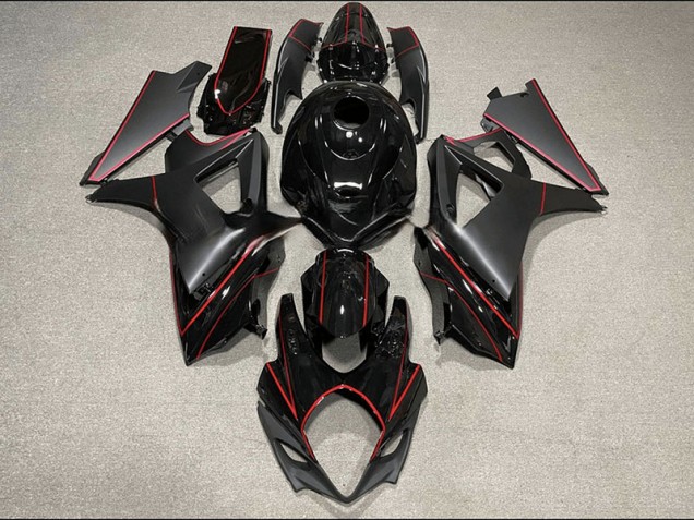 Matt & Glanz-Verzierungen In Schwarz & Rot 2007-2008 Suzuki GSXR 1000 Motorrad Verkleidung Matt & Glanz-Verzierungen In Schwarz & Rot 2007-2008 Suzuki GSXR 1000 Motorrad Verkleidung