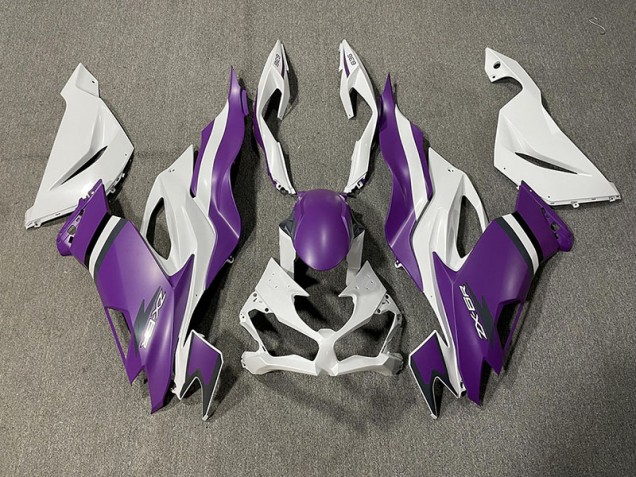 Matt Lila & Weiß 2019-2023 Kawasaki ZX6R Motorrad Verkleidung Matt Lila & Weiß 2019-2023 Kawasaki ZX6R Motorrad Verkleidung