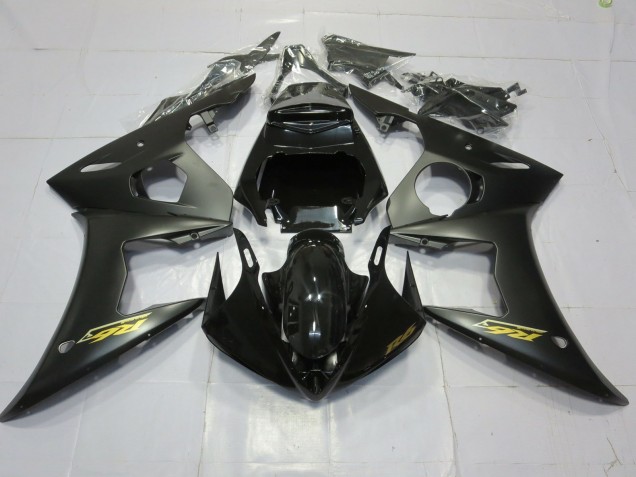 Matt Schwarz Gold 2003-2004 Yamaha R6 Motorrad Verkleidung Matt Schwarz Gold 2003-2004 Yamaha R6 Motorrad Verkleidung