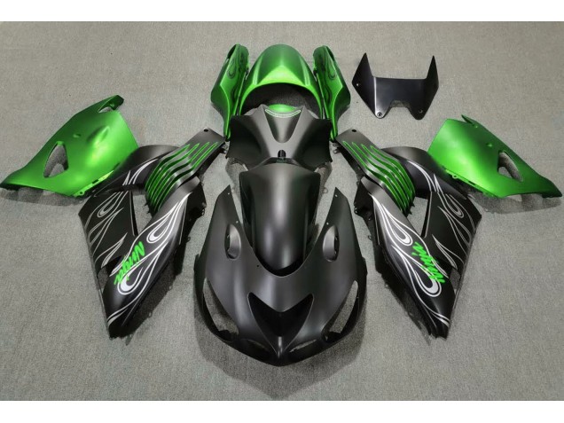 Matt Schwarz & Grün 2006-2011 Kawasaki ZX14R Motorrad Verkleidung Matt Schwarz & Grün 2006-2011 Kawasaki ZX14R Motorrad Verkleidung