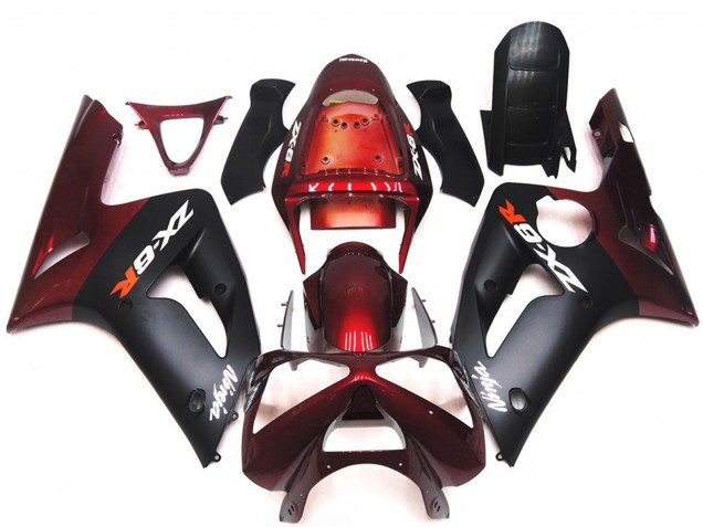 Matt Schwarz & Kastanienbraun 2003-2004 Kawasaki ZX6R Motorrad Verkleidung Matt Schwarz & Kastanienbraun 2003-2004 Kawasaki ZX6R Motorrad Verkleidung