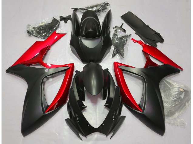 Matt Schwarz & Rot 2006-2007 Suzuki GSXR 600-750 Motorrad Verkleidung Matt Schwarz & Rot 2006-2007 Suzuki GSXR 600-750 Motorrad Verkleidung