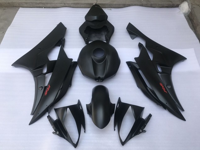 Matt Schwarz Schlicht 2006-2007 Yamaha R6 Motorrad Verkleidung Matt Schwarz Schlicht 2006-2007 Yamaha R6 Motorrad Verkleidung