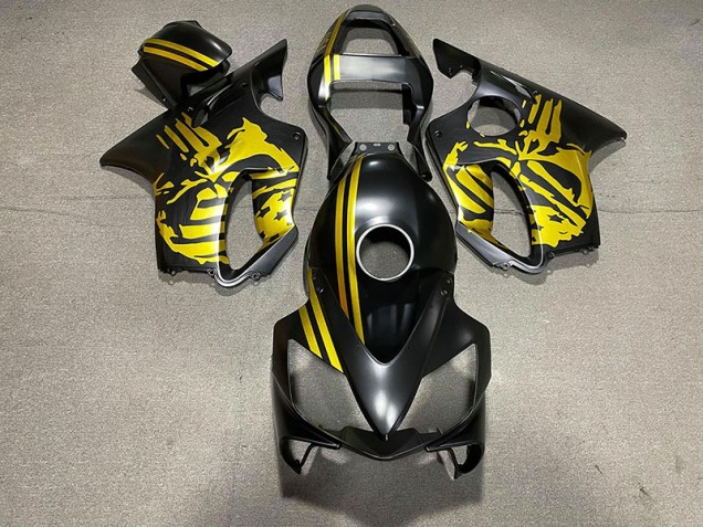 Matt Schwarzer & Goldener Totenkopf 2001-2003 Honda CBR600 F4i Motorrad Verkleidung Matt Schwarzer & Goldener Totenkopf 2001-2003 Honda CBR600 F4i Motorrad Verkleidung