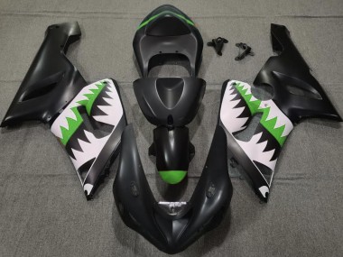 Matt Schwarzer & Grüner Hai 2005-2006 Kawasaki ZX6R Motorrad Verkleidung