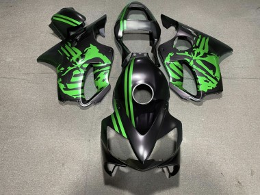 Matt Schwarzer & Grüner Totenkopf 2001-2003 Honda CBR600 F4i Motorrad Verkleidung