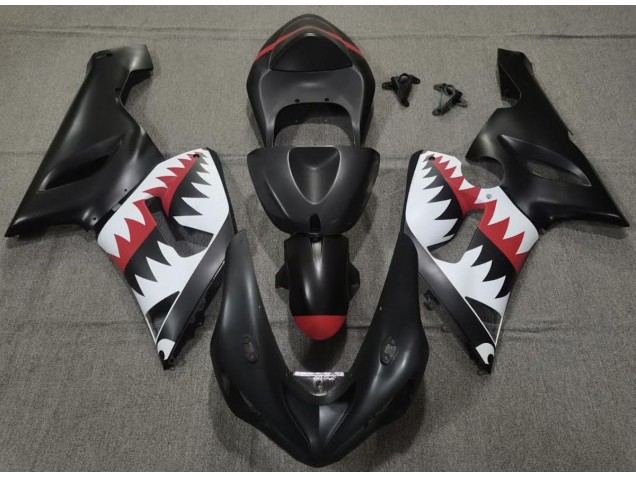 Matt Schwarzer Hai 2005-2006 Kawasaki ZX6R Motorrad Verkleidung Matt Schwarzer Hai 2005-2006 Kawasaki ZX6R Motorrad Verkleidung