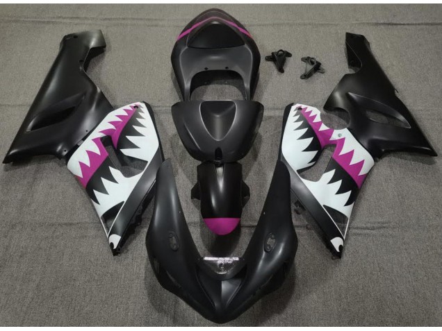 Matt Schwarzer & Rosa Hai 2005-2006 Kawasaki ZX6R Motorrad Verkleidung Matt Schwarzer & Rosa Hai 2005-2006 Kawasaki ZX6R Motorrad Verkleidung