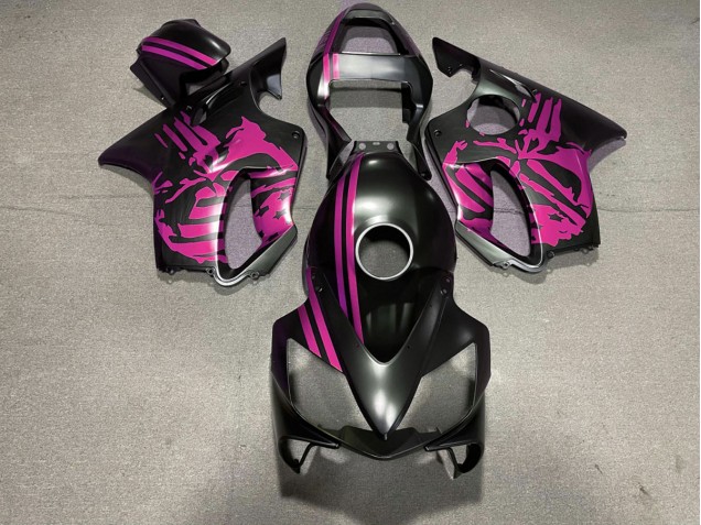 Matt Schwarzer & Rosa Totenkopf 2001-2003 Honda CBR600 F4i Motorrad Verkleidung Matt Schwarzer & Rosa Totenkopf 2001-2003 Honda CBR600 F4i Motorrad Verkleidung