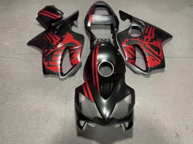Matt Schwarzer & Rot Totenkopf 2001-2003 Honda CBR600 F4i Motorrad Verkleidung