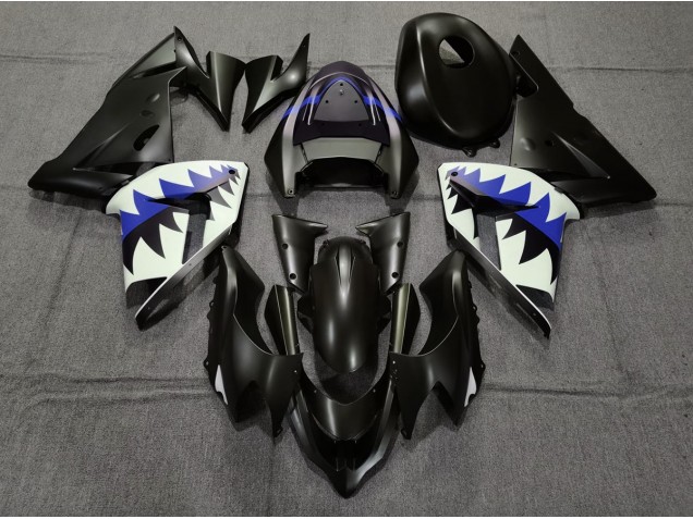 Matt Schwarzer & Tiefes Blauer Hai 2004-2005 Kawasaki ZX10R Motorrad Verkleidung Matt Schwarzer & Tiefes Blauer Hai 2004-2005 Kawasaki ZX10R Motorrad Verkleidung