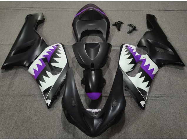 Matt Schwarzer & Violetter Hai 2005-2006 Kawasaki ZX6R Motorrad Verkleidung Matt Schwarzer & Violetter Hai 2005-2006 Kawasaki ZX6R Motorrad Verkleidung