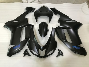 Matt Schwarzes & Blaues Logo 2007-2008 Kawasaki ZX6R Motorrad Verkleidung