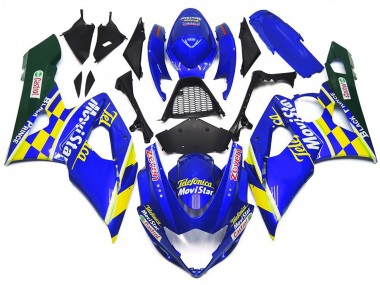 Movistar Blau & Gelb Kariert 2005-2006 Suzuki GSXR 1000 Motorrad Verkleidung
