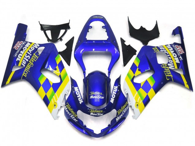 Movistar Blau Glänzend 2001-2003 Suzuki GSXR 600-750 Motorrad Verkleidung Movistar Blau Glänzend 2001-2003 Suzuki GSXR 600-750 Motorrad Verkleidung