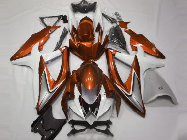 Orange Glänzend & Weiß 2008-2010 Suzuki GSXR 600-750 Motorrad Verkleidung