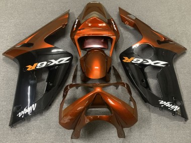Orange Glänzend & Schwarz 2003-2004 Kawasaki ZX6R Motorrad Verkleidung