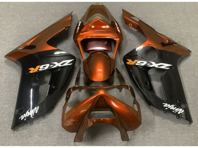Orange Glänzend & Schwarz 2003-2004 Kawasaki ZX6R Motorrad Verkleidung Orange Glänzend & Schwarz 2003-2004 Kawasaki ZX6R Motorrad Verkleidung
