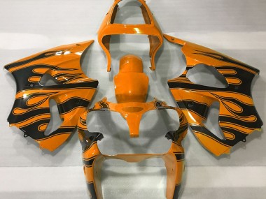 Orange & Schwarz Flamme 2000-2002 Kawasaki ZX6R Motorrad Verkleidung