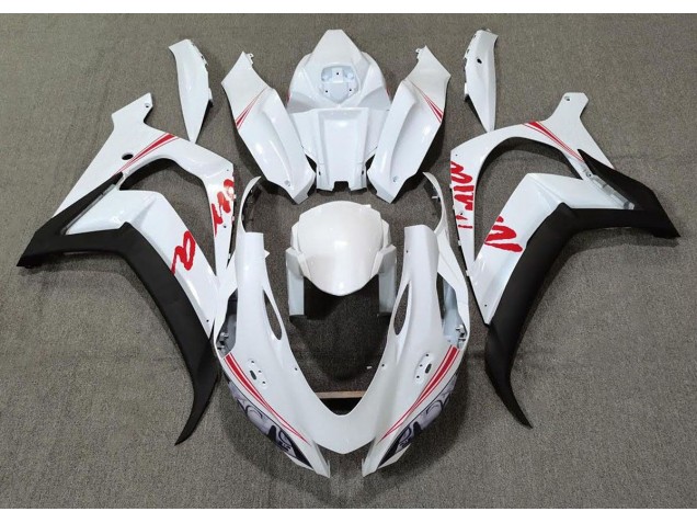 Perlweiß & Rot Logos 2016-2019 Kawasaki ZX10R Motorrad Verkleidung Perlweiß & Rot Logos 2016-2019 Kawasaki ZX10R Motorrad Verkleidung