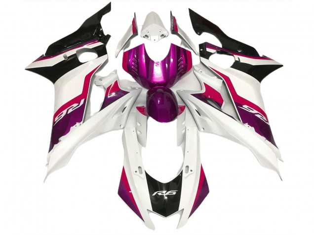 Pink & Glänzend Weiß 2017-2021 Yamaha R6 Motorrad Verkleidung Pink & Glänzend Weiß 2017-2021 Yamaha R6 Motorrad Verkleidung