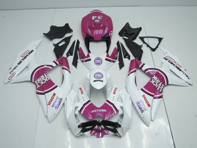 Pink Lucky Strike 2008-2010 Suzuki GSXR 600-750 Motorrad Verkleidung Pink Lucky Strike 2008-2010 Suzuki GSXR 600-750 Motorrad Verkleidung