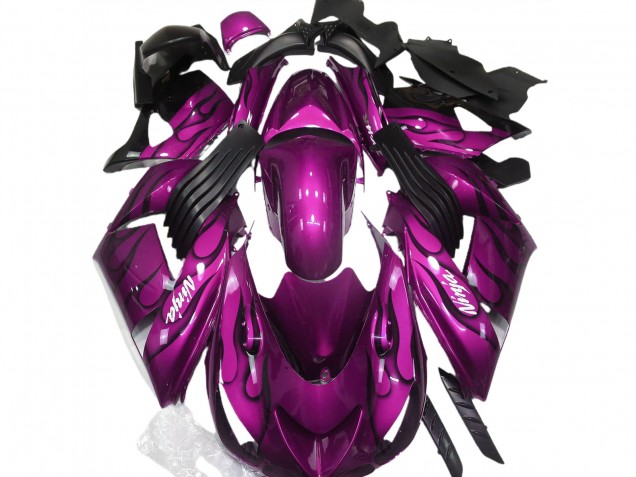 Rosa Glänzend & Flame 2006-2011 Kawasaki ZX14R Motorrad Verkleidung Rosa Glänzend & Flame 2006-2011 Kawasaki ZX14R Motorrad Verkleidung