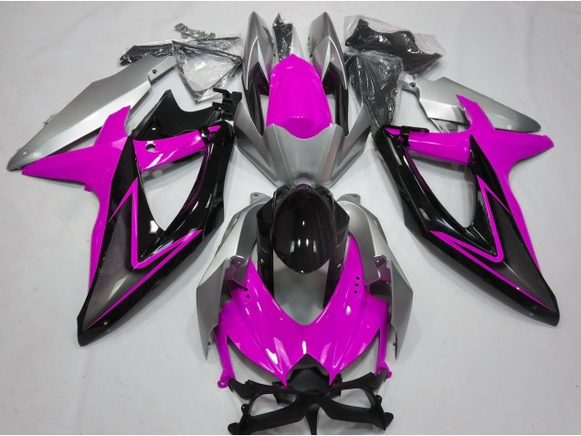 Rosa & Silber 2008-2010 Suzuki GSXR 600-750 Motorrad Verkleidung Rosa & Silber 2008-2010 Suzuki GSXR 600-750 Motorrad Verkleidung