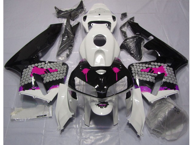Rosa Splatter Auf Glanz Schwarz 2005-2006 Honda CBR600RR Motorrad Verkleidung Rosa Splatter Auf Glanz Schwarz 2005-2006 Honda CBR600RR Motorrad Verkleidung