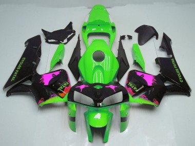 Rosa Splatter Auf Grün 2005-2006 Honda CBR600RR Motorrad Verkleidung