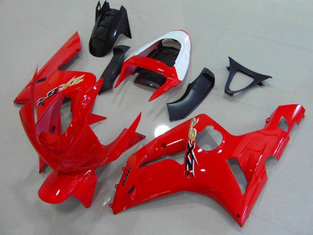 Rot & Weiß 2003-2004 Kawasaki ZX6R Motorrad Verkleidung Rot & Weiß 2003-2004 Kawasaki ZX6R Motorrad Verkleidung