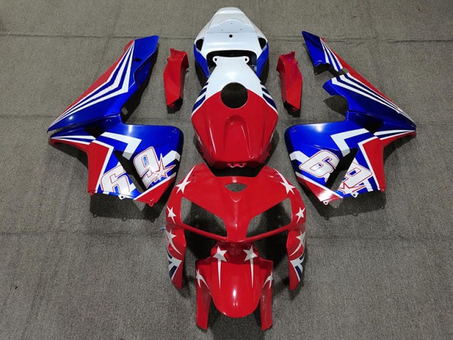 Rot Weiß & Blau 69 2005-2006 Honda CBR600RR Motorrad Verkleidung Rot Weiß & Blau 69 2005-2006 Honda CBR600RR Motorrad Verkleidung