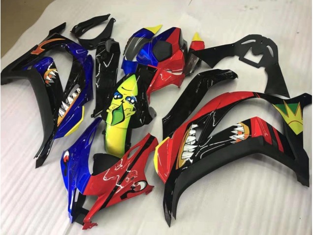 Rot & Blau-Gelber Hai 2016-2019 Kawasaki ZX10R Motorrad Verkleidung Rot & Blau-Gelber Hai 2016-2019 Kawasaki ZX10R Motorrad Verkleidung