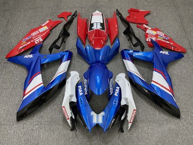 Rot Blau & Glänzend Weiß Custom-Stil 2008-2010 Suzuki GSXR 600-750 Motorrad Verkleidung