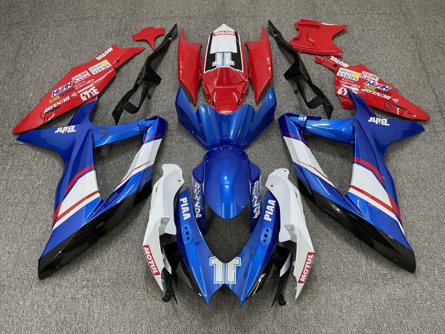 Rot Blau & Glänzend Weiß Custom-Stil 2008-2010 Suzuki GSXR 600-750 Motorrad Verkleidung Rot Blau & Glänzend Weiß Custom-Stil 2008-2010 Suzuki GSXR 600-750 Motorrad Verkleidung
