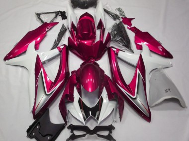 Rot Glänzend & Weiß 2008-2010 Suzuki GSXR 600-750 Motorrad Verkleidung