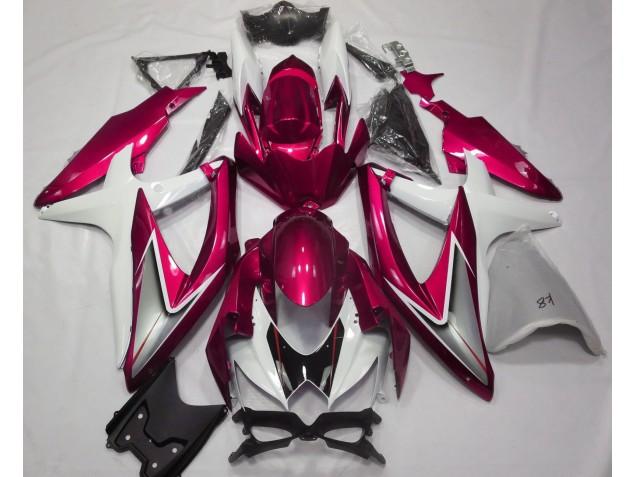 Rot Glänzend & Weiß 2008-2010 Suzuki GSXR 600-750 Motorrad Verkleidung Rot Glänzend & Weiß 2008-2010 Suzuki GSXR 600-750 Motorrad Verkleidung