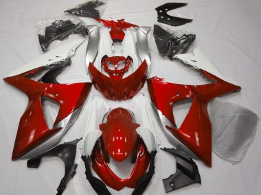 Rot Glänzend & Weiß 2009-2016 Suzuki GSXR 1000 Motorrad Verkleidung