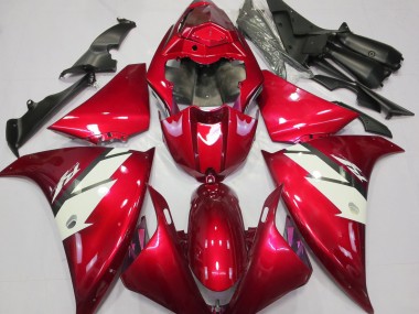 Rot Glänzend & Weiß 2012-2014 Yamaha R1 Motorrad Verkleidung