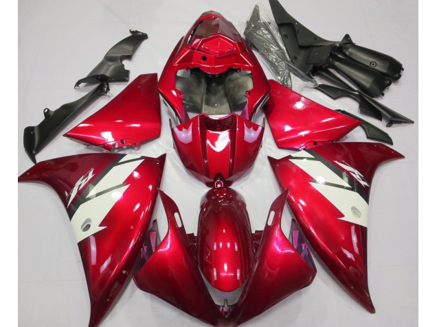 Rot Glänzend & Weiß 2012-2014 Yamaha R1 Motorrad Verkleidung Rot Glänzend & Weiß 2012-2014 Yamaha R1 Motorrad Verkleidung
