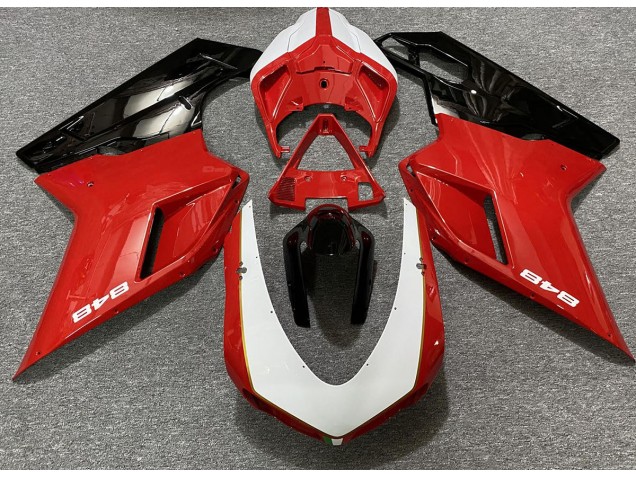 Rot Glänzend & Weiß (848 Aufkleber) 2007-2014 Ducati 848 1098 1198 Motorrad Verkleidung Rot Glänzend & Weiß (848 Aufkleber) 2007-2014 Ducati 848 1098 1198 Motorrad Verkleidung