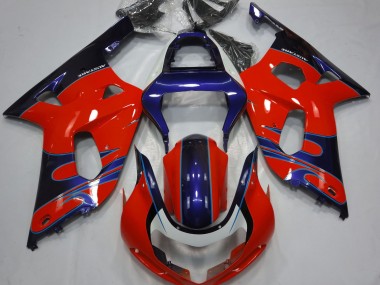 Rot Glänzend & Blau 2001-2003 Suzuki GSXR 600-750 Motorrad Verkleidung