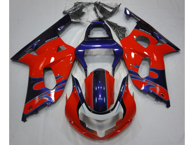 Rot Glänzend & Blau 2001-2003 Suzuki GSXR 600-750 Motorrad Verkleidung Rot Glänzend & Blau 2001-2003 Suzuki GSXR 600-750 Motorrad Verkleidung