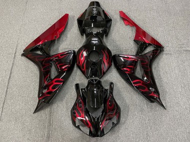 Rot Glänzend Flamme 2006-2007 Honda CBR1000RR Motorrad Verkleidung