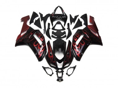 Rot Glänzend Flamme 2007-2008 Kawasaki ZX6R Motorrad Verkleidung