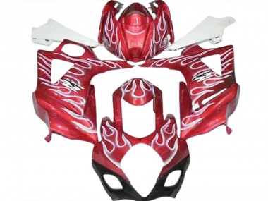 Rot Glänzend & Weiß Flamme 2007-2008 Suzuki GSXR 1000 Motorrad Verkleidung