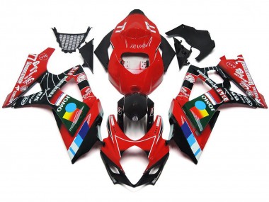 Rot Glänzend Mehrfarben-Design 2007-2008 Suzuki GSXR 1000 Motorrad Verkleidung