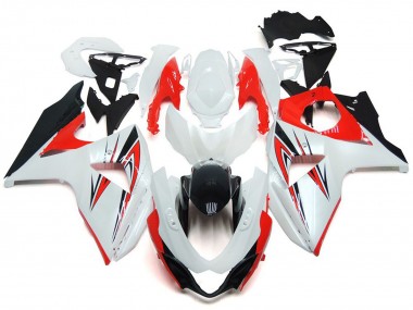Rot Glänzend Mit Weiß & Schwarz Custom Stil 2009-2016 Suzuki GSXR 1000 Motorrad Verkleidung