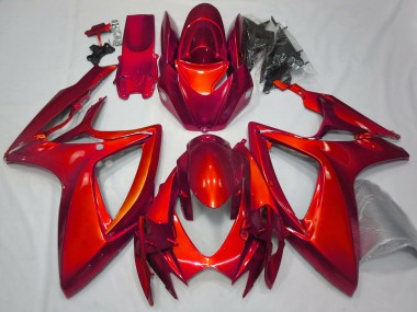 Rot Glänzend Schlichte Design 2006-2007 Suzuki GSXR 600-750 Motorrad Verkleidung